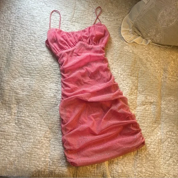 Sparkly Pink Mini Dress - Picture 2 of 5